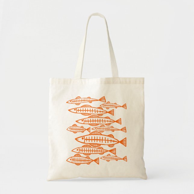 Tote Bag Beaucoup de poissons - Orange (Devant)