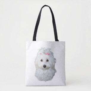 Tote Bag Beauté de chien maltais Bow rose Perfection