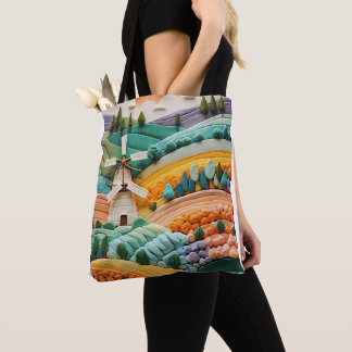 Tote Bag Beauté du soleil, nuages, arbres et fleurs