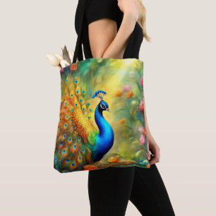 Tote Bag Beautiful Peacock in Garden Bird 98