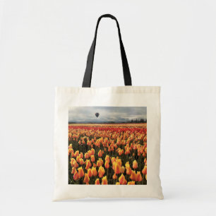 Tote Bag Beautiful Tulip Field avec Hot Air Balloon, Oregon