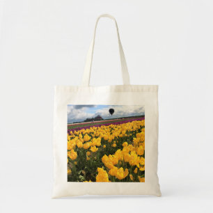 Tote Bag Beautiful Tulip Field avec Hot Air Balloon, Oregon