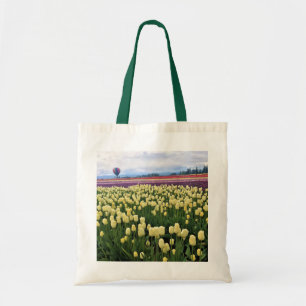 Tote Bag Beautiful Tulip Field avec Hot Air Balloon, Oregon