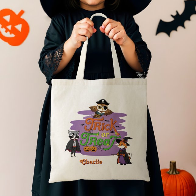Tote Bag Beaux animaux blancs Halloween Trick ou Treat (Créateur téléchargé)