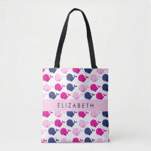 Tote Bag Beaux Baleines, Motif De Baleines, Votre Nom