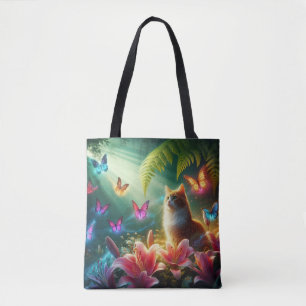 Tote Bag Beaux papillons rêveurs & Chat