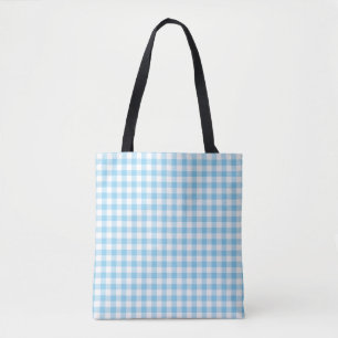 Tote Bag Bébé Bleu et Blanc Moyen En vichy Chèques Motif