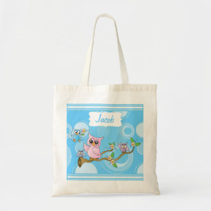 Tote Bag Bébé du hibou de bébé bleu