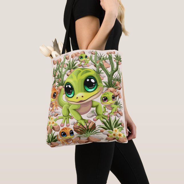 Tote Bag Bébé Geckos jote personnages de dessin (De près)