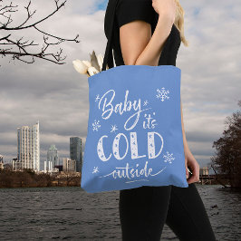 Tote Bag Bébé Il fait froid dehors Bleu