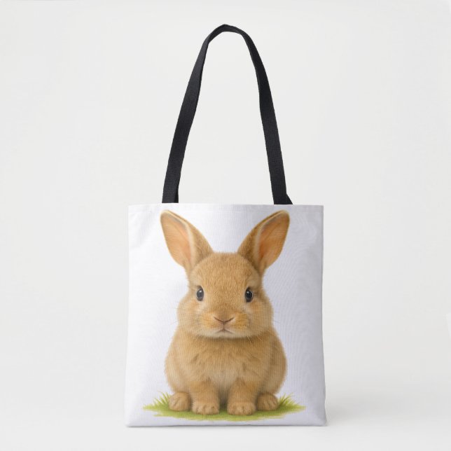 Tote Bag Bébé lapin dans l'herbe (Devant)