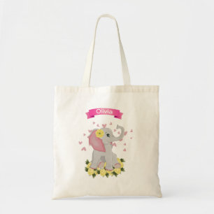 Tote Bag Bébé mignon Aquarelle Eléphant Baby shower Flor
