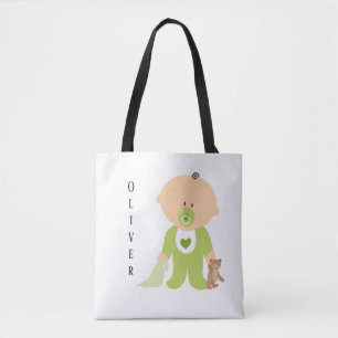 Tote Bag Bébé mignon avec ours en peluche Personnalisez la