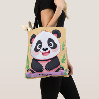 Tote Bag Bébé mignon Panda Nom personnalisé