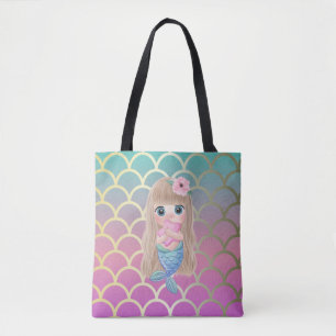 Tote Bag Bébé Mignonne Queue de Sirène Dégradé Écailles de