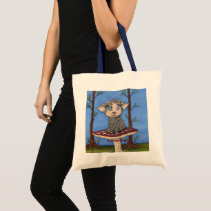 Tote Bag Bébé mouton sur tabouret