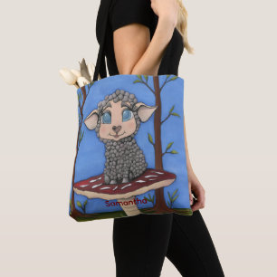 Tote Bag Bébé mouton sur tabouret