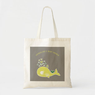 Tote Bag Bébé Shower de Maman Baleine Verte Enceinte Dessin