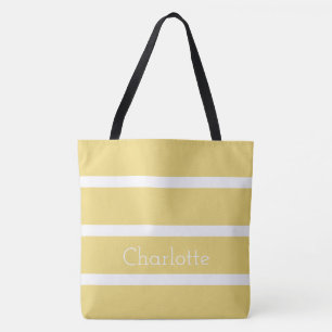 Tote Bag Bébé vintage jaune et rayures blanches