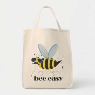 Tote Bag Bee caractère avec mustache lunettes de soleil Bee