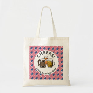 Tote Bag Beers Cheers USA FLAG American Customisé Cartoon