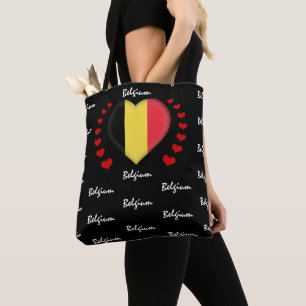 Tote Bag Belgique Drapeau & Coeur, mode/sport du drapeau be