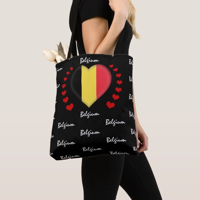 Tote Bag Belgique Drapeau & Coeur, mode/sport du drapeau be (De près)