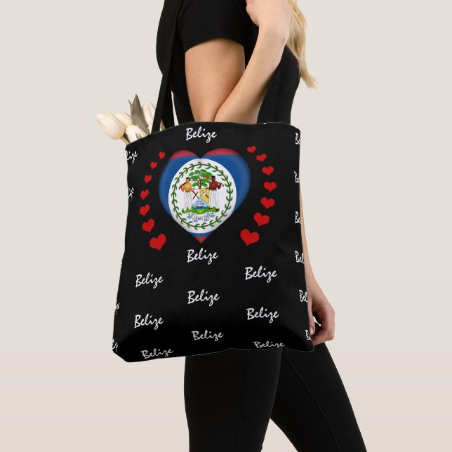 Tote Bag Belize Flag & Heart Belize Flag mode/sport (De près)