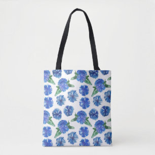 Tote Bag Belle aquarelle bleu cornfleurs