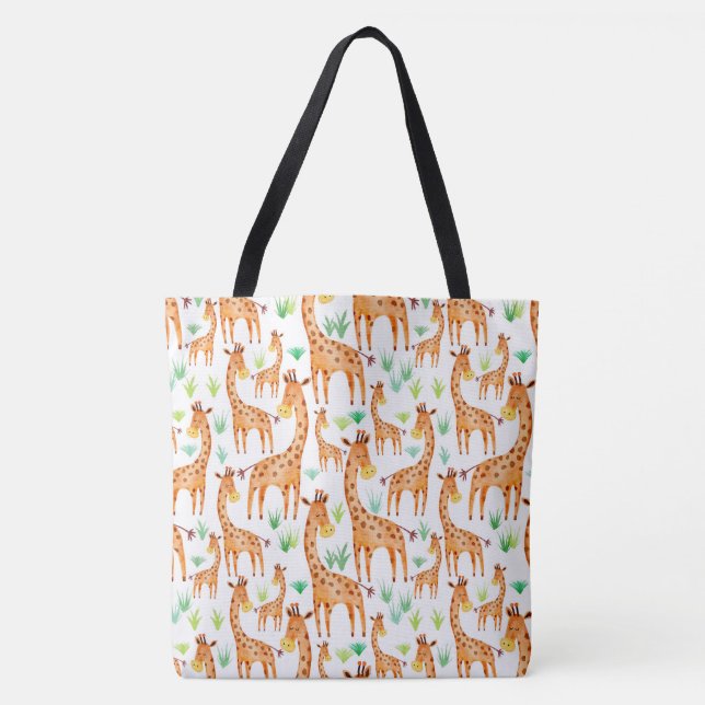 Tote Bag Belle Aquarelle Giraffe Animaux Enfants (Devant)