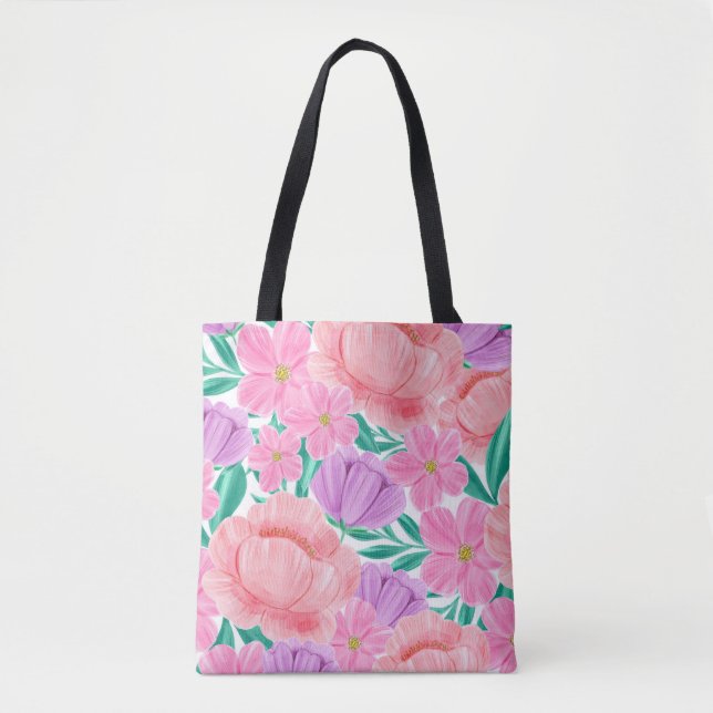 Tote Bag Belle aquarelle Pastel Floral (Devant)