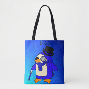 Tote Bag Belle bande dessinée pingouin bleu shards