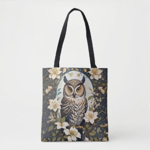 Tote Bag Belle Chouette Et Fleurs De Jasmin