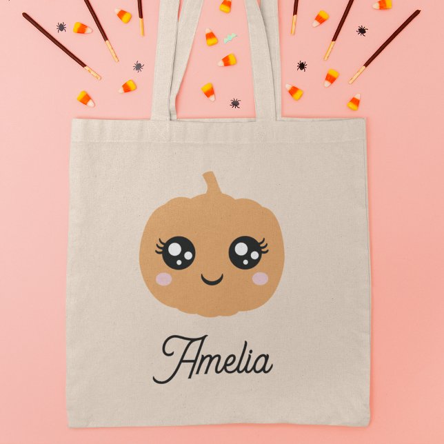 Tote Bag Belle Citrouille Personnalisée Halloween Trick ou  (Créateur téléchargé)
