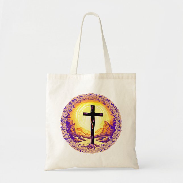 Tote Bag Belle Croix chrétienne détaillée (Devant)