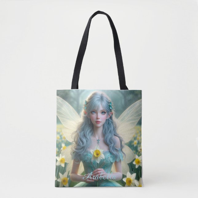 Tote Bag Belle fée de mars dans les jonquilles (Devant)