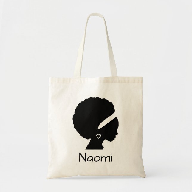 Tote Bag Belle femme nubienne avec Afro Silhouette (Devant)