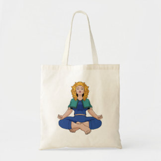 Tote Bag Belle Fille Blonde Pose de Yoga Lotus Mignonne