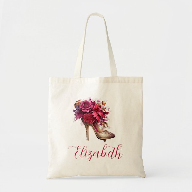 Tote Bag Belle Floral thème haute chaussure talon (Devant)