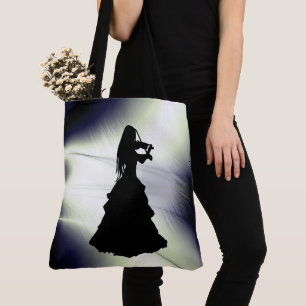 Tote Bag Belle Gitane Joue Violon Vert