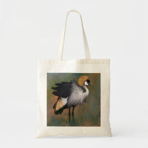 Tote Bag Belle grue couronnée gris - Art de la peinture