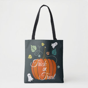 Tote Bag Belle Halloween Citrouille et Fantômes Trick ou Tr
