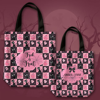 Tote Bag Belle Halloween Trick ou Treat Ghosts et Kitties