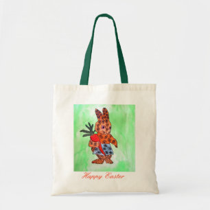 Tote Bag Belle illustration de lapin de Pâques avec carotte