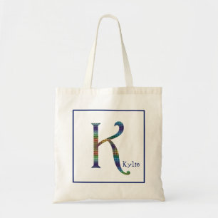 Tote Bag Belle Lettre Carrelage coloré K Monogramme initial