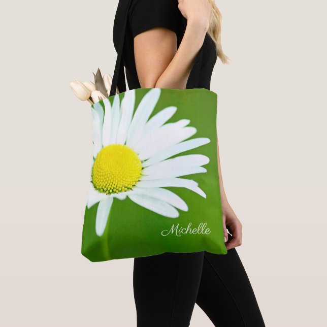 Tote Bag Belle marguerite blanche personnalisée (De près)