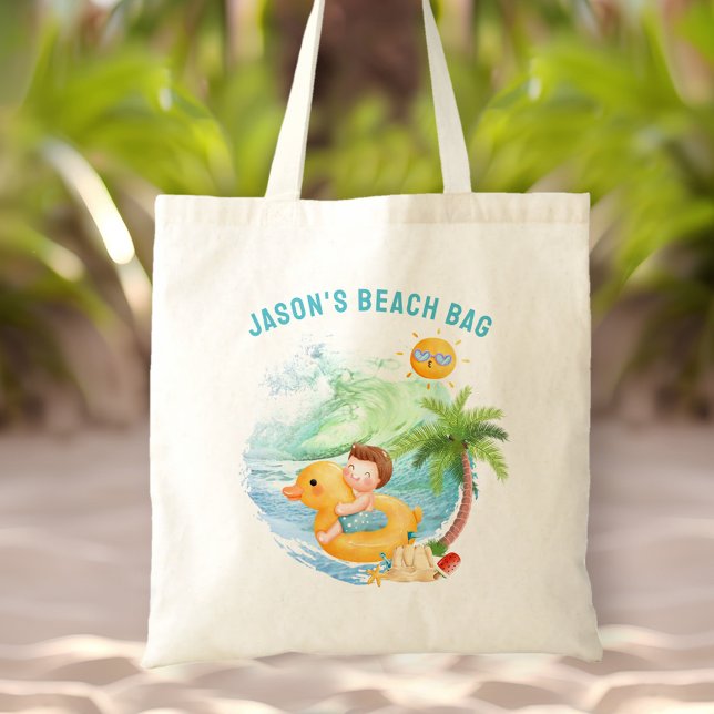 Tote Bag Belle nage Nom de plage Garçon (Cute Swimming Beach Name Boy Tote Bag)