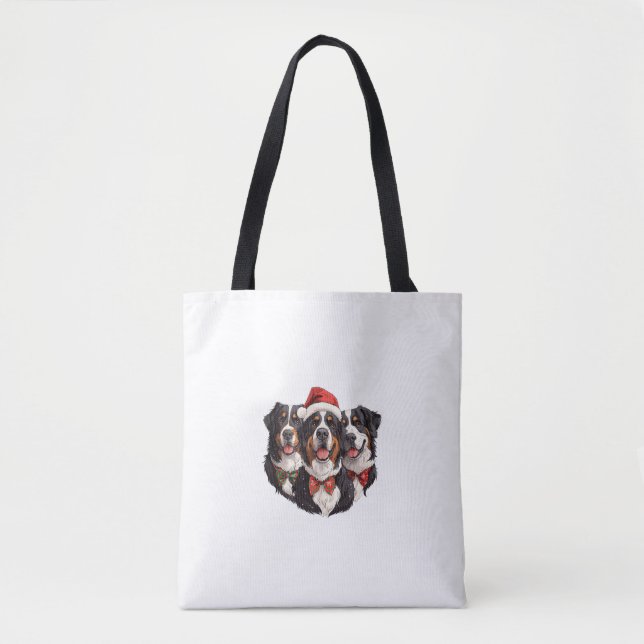 Tote Bag Belle Noël Bernese Mountain Dogs Santa Hat Hol (Devant)