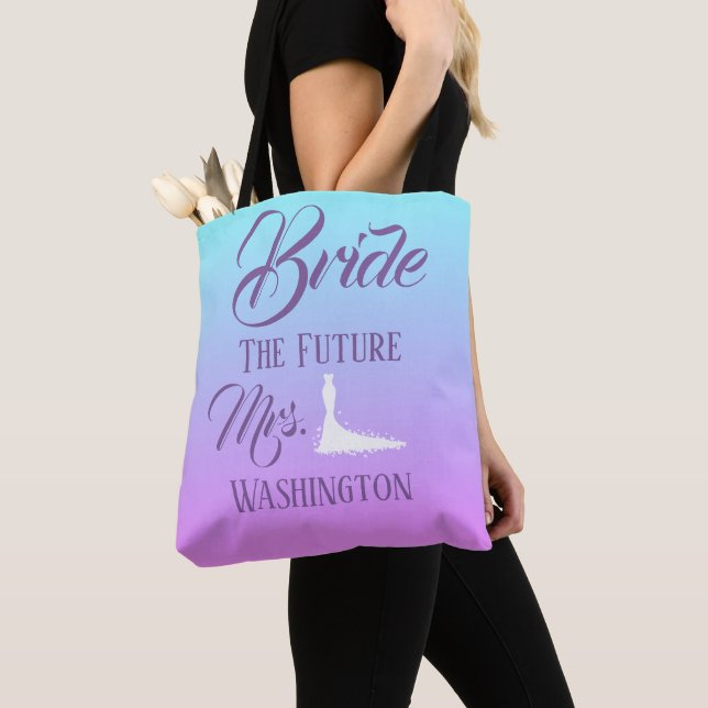 Tote Bag Belle nuptiale cadeau Ombre bleu et lavande (De près)