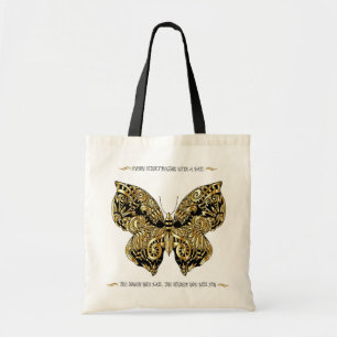 TOTE BAG BELLE PARTIES SCINTILLANT OR ET NOIR BOUTTERFLY